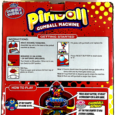 Dubble Bubble Arcade Pinball Machine and Bubble Gum Dispenser DB100P