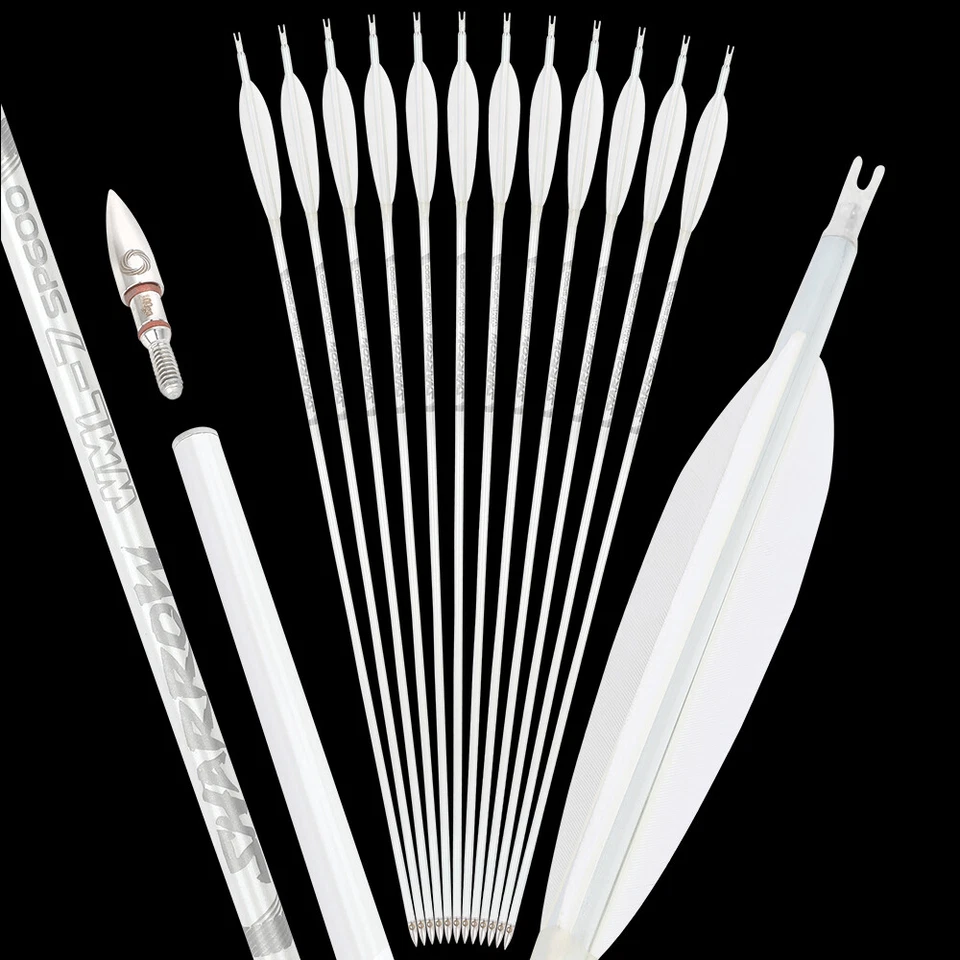 32" Pure Carbon Arrows 5" Feather SP400-800 Recurve Compound Bow Hunting Target - Image 4 of 4