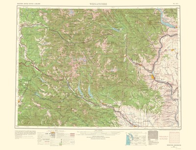 Topographical Map - Wenatchee Washington Quad - USGS 1957 - 23 x 30.12