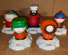 Vintage 90's South Park Talking Deskmate Figure Set Kyle Stan Kenny Cartman Chef