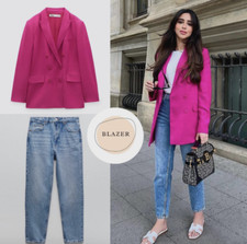 ZARA Women NEW Double Breasted FLOWY BUTTONED BLAZER FUCHSIA 2991/452 XS - XXL