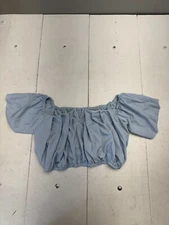 Shein Curve Light Blue Elastic Neck Line Short Sleeve Womens Size 2XL