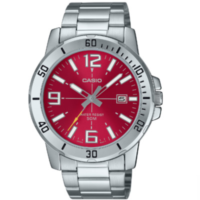 Casio Stainless Steel Mint Red Dial Japan Mov't Quartz MTP-VD01D-4BV Mens Watch