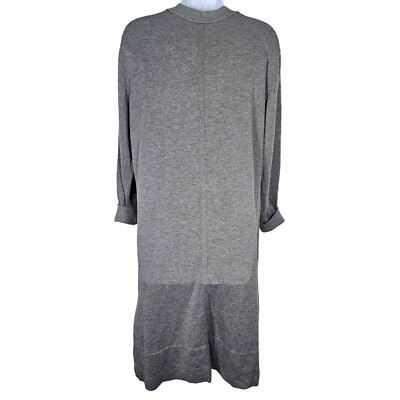 Dex Long Gray Knit Long Cardigan Sweater Side Slit Women's Small