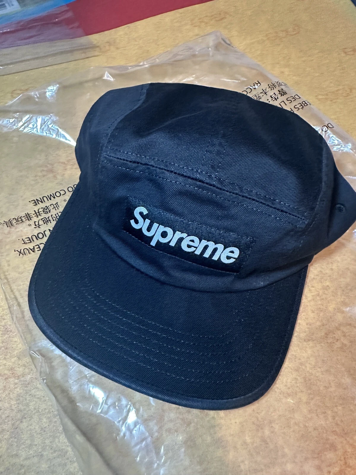 CASQUETTE DE CAMP EN SERGÉ CHINO LAVÉ SUPRÊME NOIRE OS FW24 (100 % AUTHENTIQUE) NEUVE