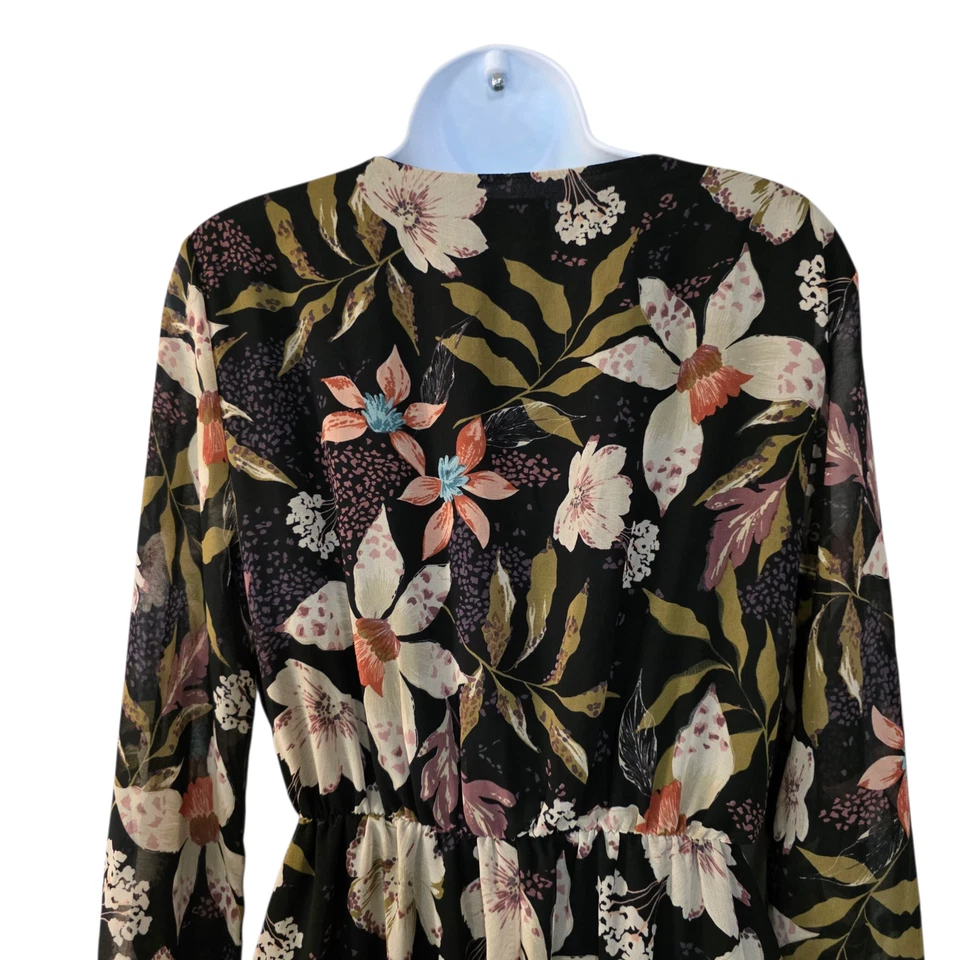 Everly Maxi Dress Womens Multicolor Small Floral Elastic Waist Ruffled Victoria - Image 4 of 4