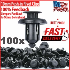 100 Pcs Fastener Bumper Auto Car Clips Rivets Plastic Hole 10MM Fender Push Pin
