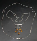 2 X Fischland, Amber, Necklace Art Deco 835 Silver Georg Kramer