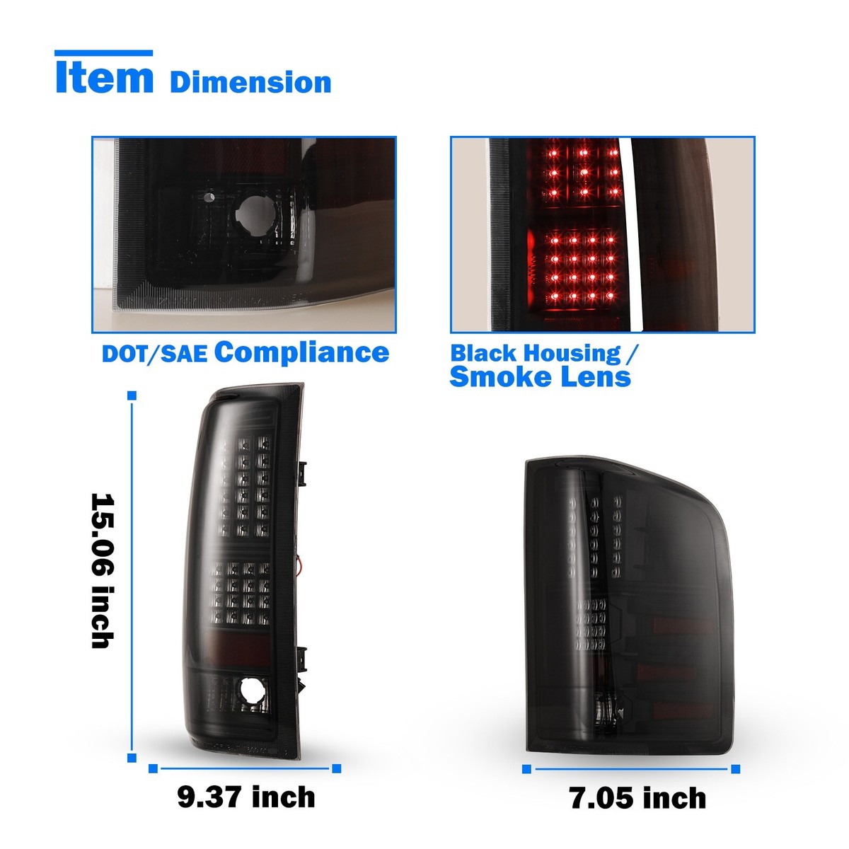 Smoke LED Tail Light Pair For 2007-2013 Chevy Silverado 1500 & 2007-2014 2500/3500 – Mostplus