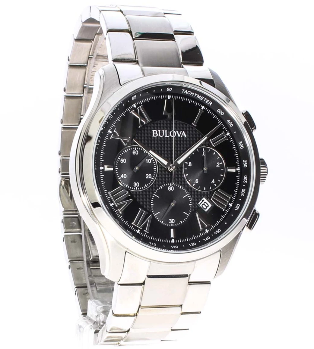 Bulova Classic Wilton Black Dial Stainless Steel Chronograph Men s Watch 96B288
