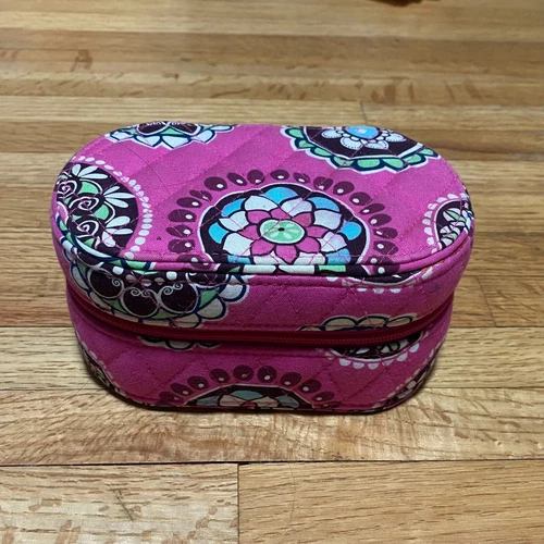 Vera Bradley Hard Oval Jewelry Case/Box in Pink Cupcakes