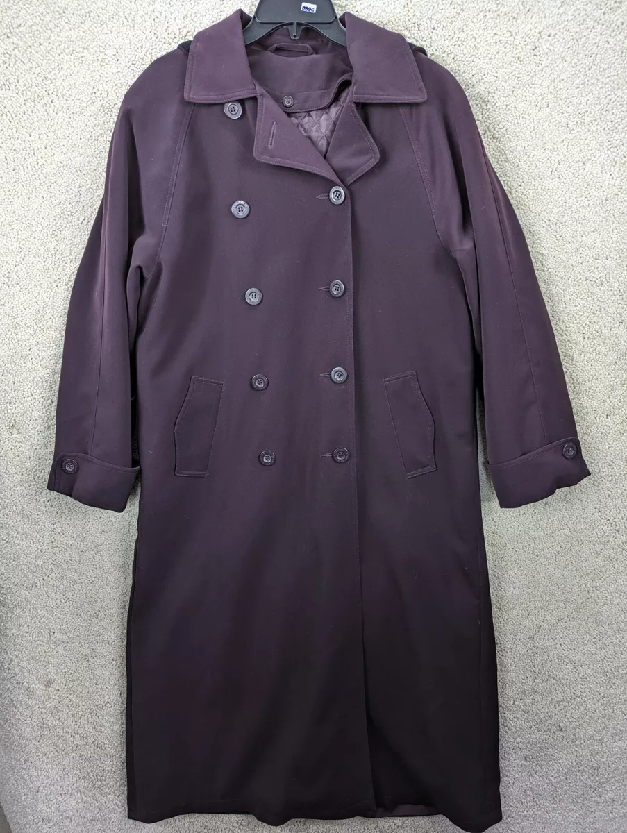 VINTAGE Brem Rainwear Womens 12 Purple Trench Rain Coat Jacket Double Breasted L