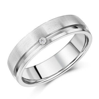 6 mm Titan gerillt Diamant Ehering Band flach hofförmig Größen H-Z+1