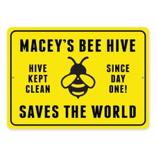 Personalized Bee Hive Sign Custom Name Beekeeper Garden Decor Metal Sign