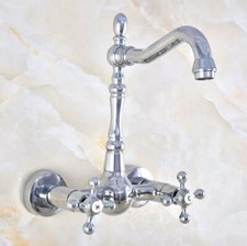 Chrome Brass Swivel Spout Kitchen Sink Faucet Bathroom Basin Cold Hot Tap 2nf578