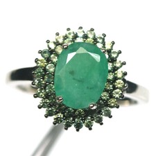 Gemstone Green Emerald Green Sapphire Jewelry Ring 925 Silver Size 7