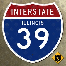 Illinois Interstate route 39 highway road sign Rockford Normal 1961 12x12