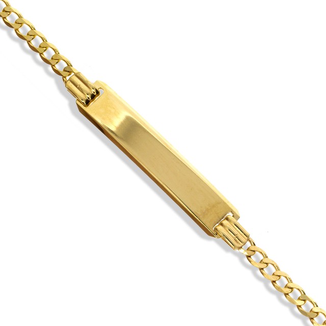 9CT GOLD LADIES IDENTITY BRACELET D/C CURB LINK ID FREE ENGRAVING GIFT
