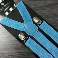 Light Blue Glitter Suspender for Adults Men Women Teens Wedding Formal (USA)