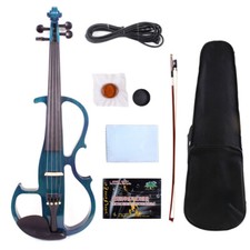 100 New Hand Made Electric Violin solid wood transparent blue Violin Case Bow