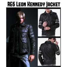LEON KENNEDY RESIDENT EVIL 6 GENUINE LEATHER JACKET BIKER RACER LEATHER JACKET