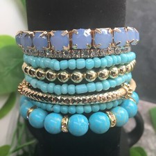 8 PC Handmade Bohemian Beaded Stackable Stretch Bracelet Set New Free Ship 9512