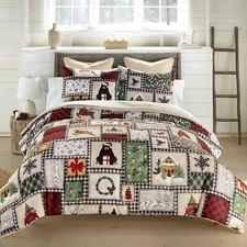 Donna Sharp Winter Cottage Comforter Set Lodge Rustic Christmas Red Plaid New