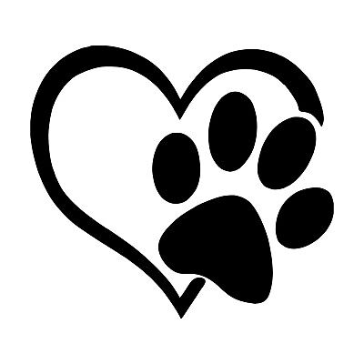 abdomen acero Tranquilizar Pegatina de calcomanía de vinilo corazón con huella de pata - perro gato  amor mascota cachorro gatito | eBay