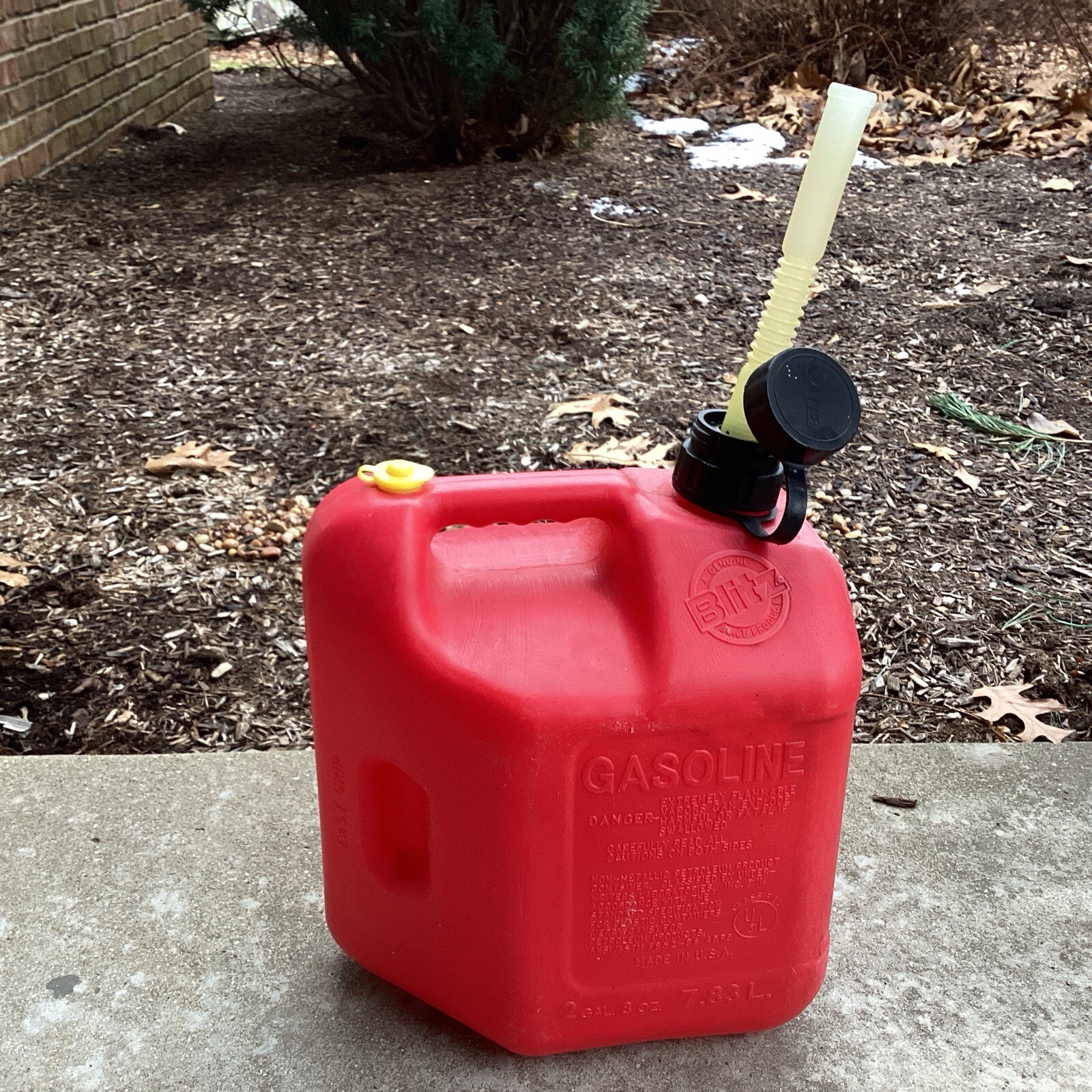 Blitz 2 Gallon + 8oz Vented Gas Fuel Can with Flex Spout 11810 USA eBay