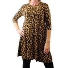 Women's Brown Leopard Animal Print Long Sleeved Bohemian Tunic Top