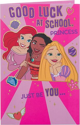Ariel, Moana & Rapunzel Design erster Schultag Glückskarte für sie