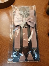 Rosy Tan Suspenders And Bow Tie