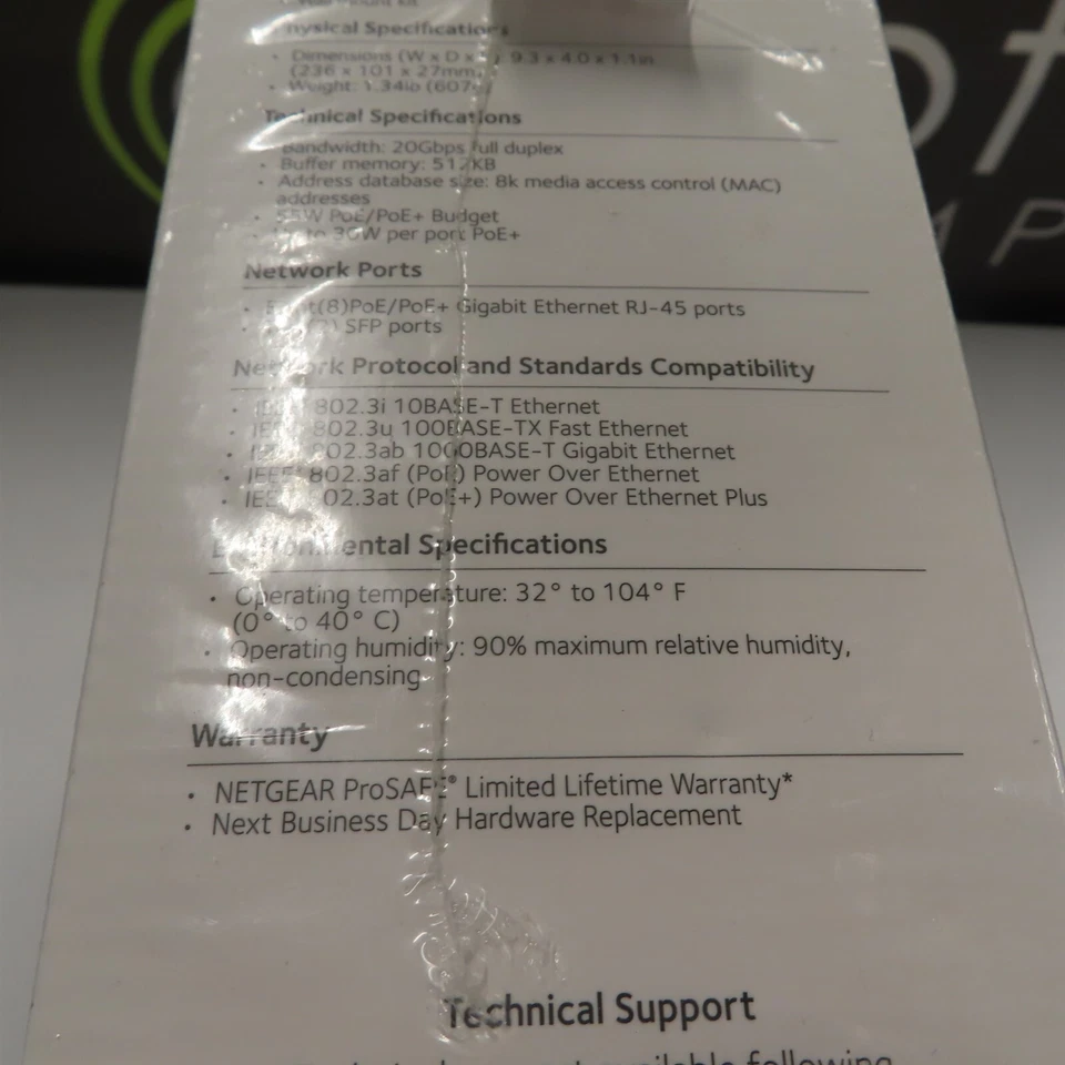 Netgear Prosafe GS110TP-300NAS 8x Gig POE, 2x Fiber  - Image 4 of 4