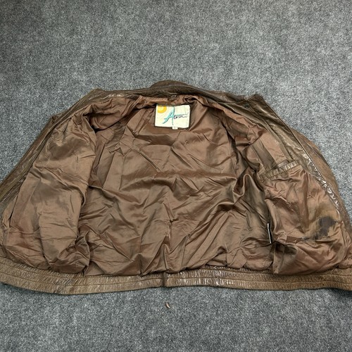 Vintage Luis Alvear Atrean Leather Bomber Jacket Brown - Size L - Made in Korea - Picture 13 of 23