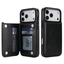 For iPhone 17 Pro Max / Air Wallet Case with Card Holder, PU Faux Leather Cover