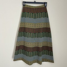 Vintage 70s Small Colorful Print Knit Skirt Bohemian Peasant Gypsy Grunge