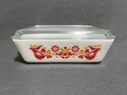 Vintage Pyrex Friendship 1.5 QT Ovenware 0503 with 503-C Lid Red Birds Flowers