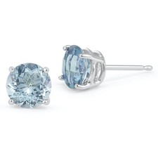 2 ct. Aquamarine Round Basket Set Stud Earrings in Sterling Silver