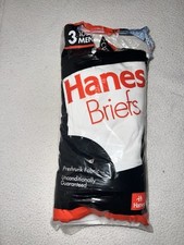 Vintage 1992 HANES 2 Pack of Mens White Briefs Underwear - NOS Size 38