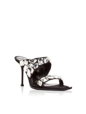 ALEXANDER MCQUEEN Womens Black Square Toe Stiletto Slip On Heeled Sandal 39.5