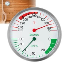 Stainless Steel Sauna Hygrometer Thermometer with Color-Coded Dial 5" Large