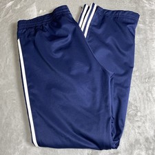 ADIDAS Navy Blue Mesh Lined Draw String Ankle Zipper Track Pants Men's Medium