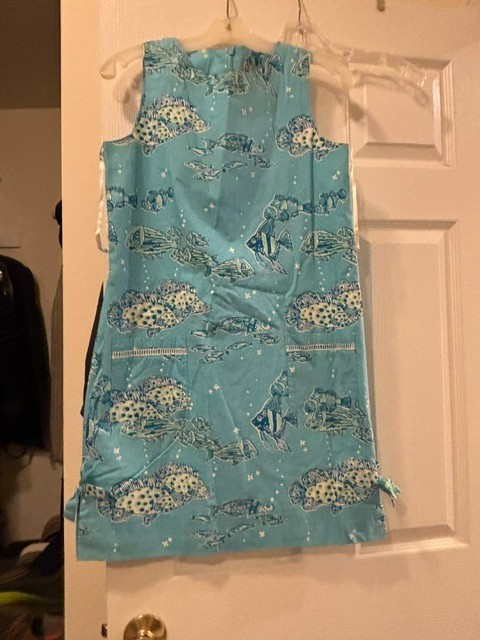 blue fish dress vintage Lilly Pulitzer White Label Shift Size 4 ASOH Architect More uniform knowledge! #usmc STYLE:A08257001 making it the perfect