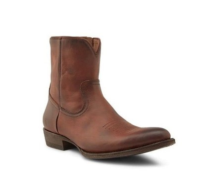 Frye Austin Inside Zip Western Boots Cognac Renice Leather Mens 8.5 M