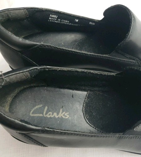 Clarks Black Leather Clogs Casual Wedge Size 7 M 88802 Mule Closed Toe - Picture 10 of 12