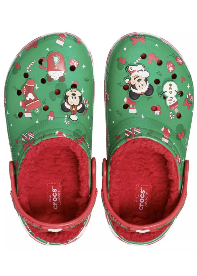 Disney Mickey Crocs Navidad Piel Forrada Talla 6 Niños Nuevo Con Etiquetas Foto 3 de 4