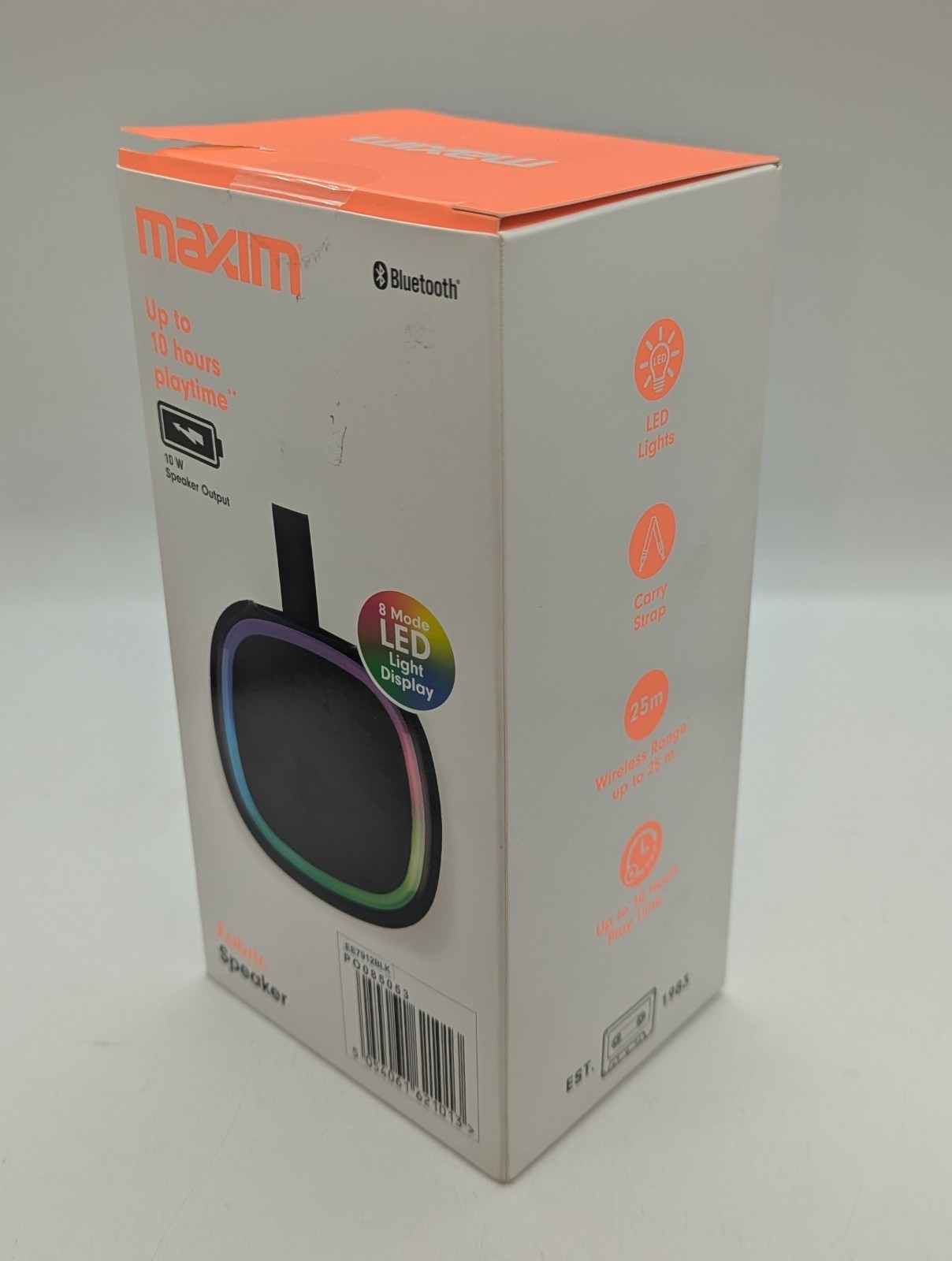 Maxim Smart Bluetooth Fabric Speaker 10W LED Lights Carry Strap Black (N) image 2
