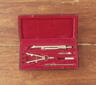 Vintage Zeichner technische Zeichenwerkzeuge im Lederetui E.H. Ltd