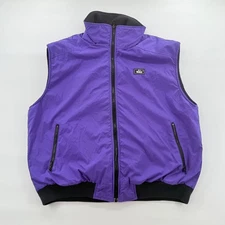 Vintage Woolrich Fleece Lined Vest Purple Nylon YKK Zip Size L Made in USA 80s
