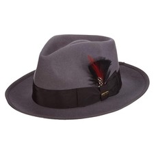 Scala Classico Men's Wool Felt Snap Brim Fedora Large Grey
